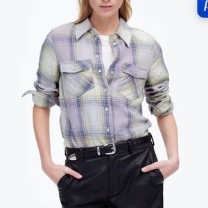 Madewell Plaid Flannel Shirt – XXS – NWT with Snaps